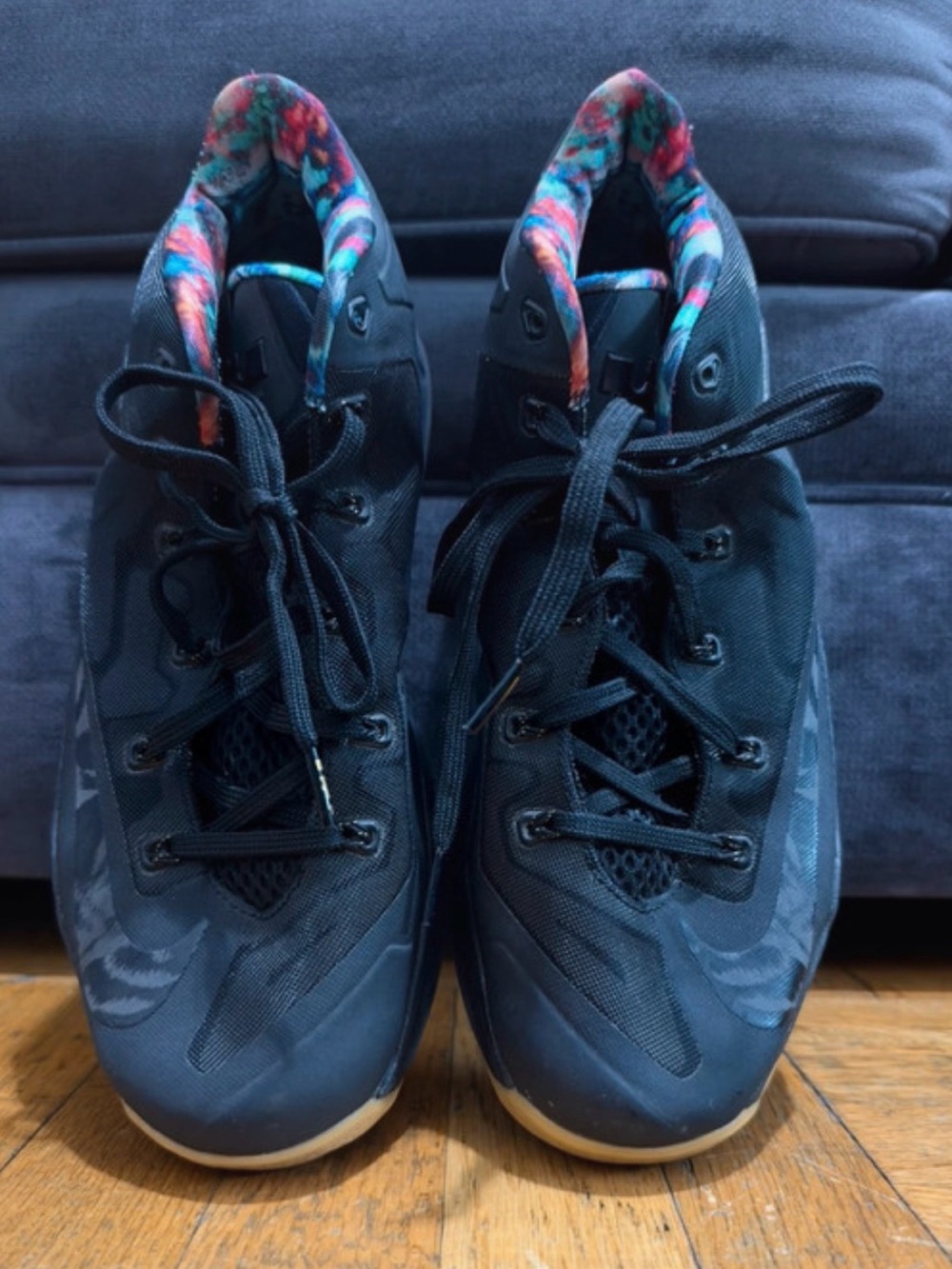 Nike Black Sneakers with Colorful Floral Inner Lining